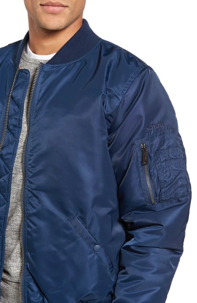 Shop Schott Water Resistant Ma-1 Flight Jacket In Navy