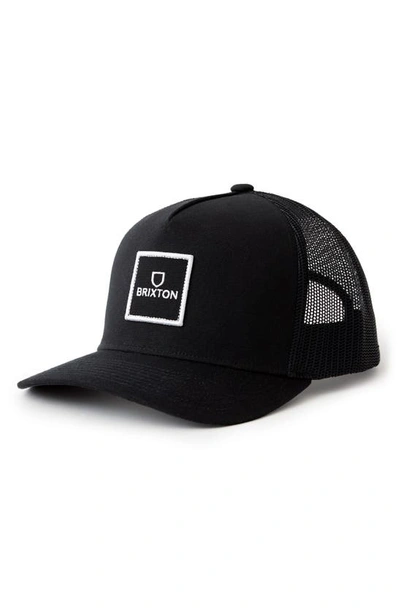 Shop Brixton Alpha Block X C Mp Trucker Hat In Black
