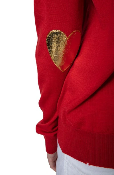 Zadig & Voltaire Cici Heart Patch Merino Wool Sweater In Rouge