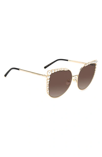 Shop Carolina Herrera 58mm Cat Eye Sunglasses In Rose Gold / Brown Gradient