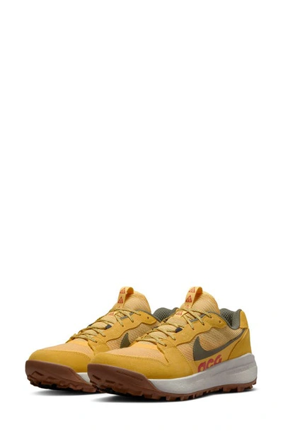 Nike Acg Lowcate Leather-trimmed Mesh And Suede Sneakers In Solar  Flare/cargo Khaki-black-lt Bone-gum Med Brow | ModeSens