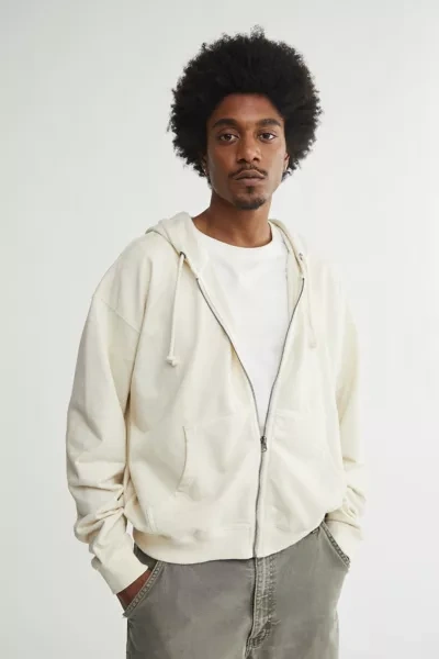 Shop Bdg Bonfire Full Zip Hoodie Sweatshirt In Ivory At Urban Outfitters