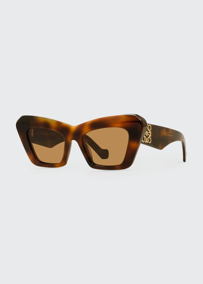 Shop Loewe Cat-eye Acetate Sunglasses In Brown