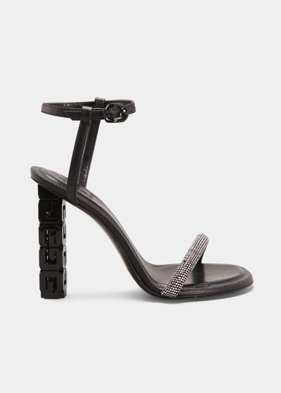 Shop Givenchy G Cube Crystal Ankle-strap Sandals In Black/silvery