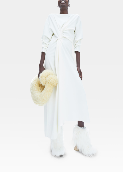 Shop A.w.a.k.e. Asymmetric Gathered Maxi Dress In Ivory
