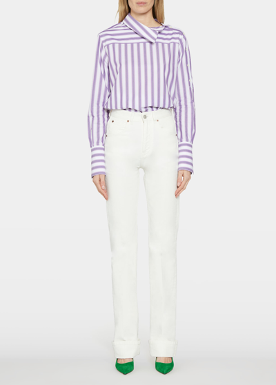 Shop Victoria Beckham Julia Straight-leg Cuffed Jeans, White In Off White