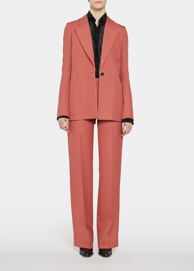 Shop Victoria Beckham Single-button Wool Jacket In Dusty Rose