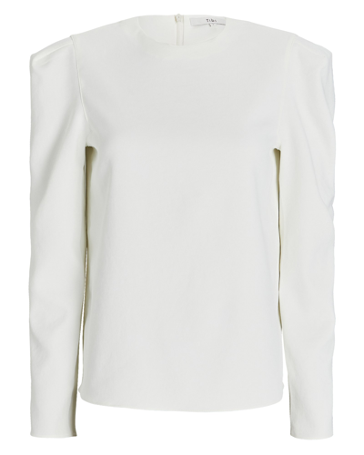 Shop Tibi Chalky Drape Top Square Sleeve Top In White