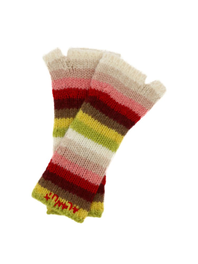 Shop Alanui Rainbow Fingerless Gloves In Multi