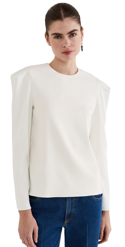 Shop Tibi Chalky Drape Square Sleeve Long Sleeve Top In White