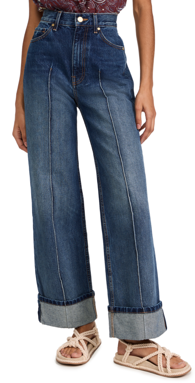 Ulla Johnson The Genevieve High-rise Wide-leg Jeans In Danube Dark Indigo Wash