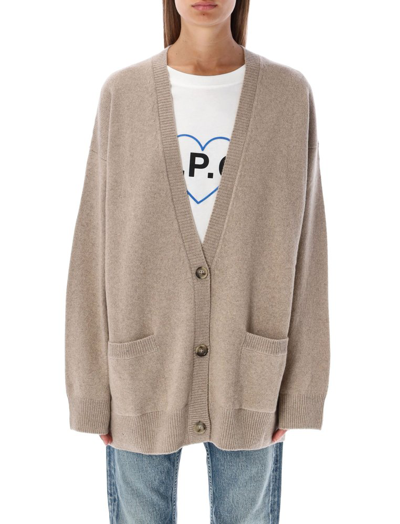 Shop Apc A.p.c. Jane Buttoned Cardigan In Beige