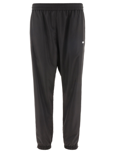 Msgm Casual Black Jogging Pants With Elastic Waistband And Side Logo In Black