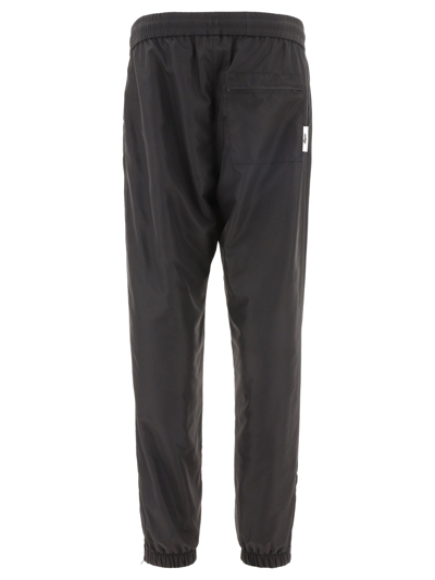 Msgm Casual Black Jogging Pants With Elastic Waistband And Side Logo In Black