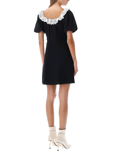 Shop Alessandra Rich Lace Collar Mini Dress In Black