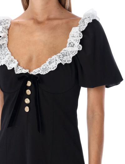 Shop Alessandra Rich Lace Collar Mini Dress In Black