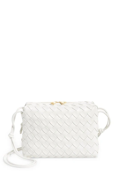 Shop Bottega Veneta Small Intrecciato Leather Shoulder Bag In White-gold