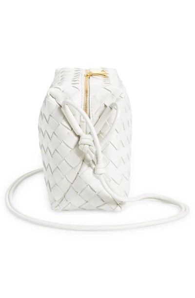 Shop Bottega Veneta Small Intrecciato Leather Shoulder Bag In White-gold
