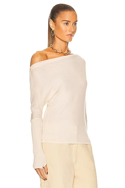 Shop Enza Costa Cashmere Cuffed Off The Shoulder Long Sleeve Top In Natural