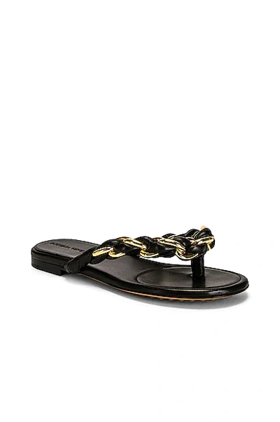 Bottega Veneta Dot Leather Thong Sandals In Black