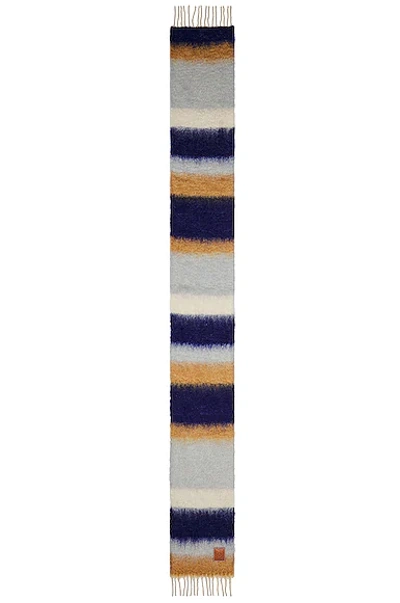 Shop Loewe Stripe Mohair Scarf In Navy Blue & Multicolor