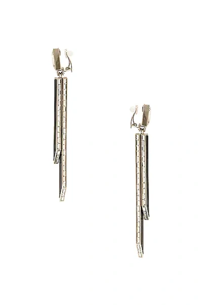 Shop Saint Laurent Pear Rhinestone Earrings In Argent Oxyde  Crystal  & Nero