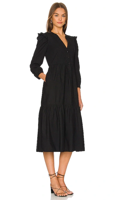 Shop Nation Ltd Dalia Victorian Midi Dress In Jet Black