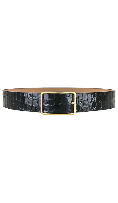 Shop B-low The Belt Milla Croco Luster Belt In Black & Gold