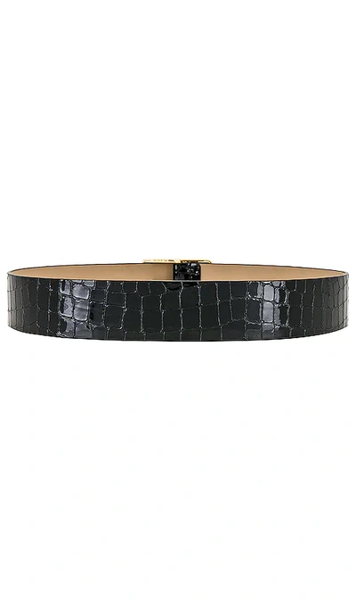 Shop B-low The Belt Milla Croco Luster Belt In Black & Gold