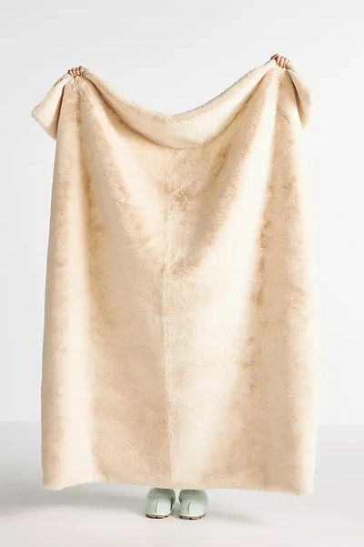 Shop Anthropologie Sophie Faux Fur Throw Blanket In White
