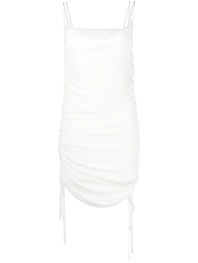 Shop Dion Lee Semi-sheer Draped Minidress In White