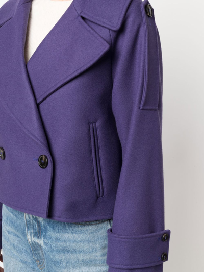 Shop Mackintosh Kirstee Wool Cropped Peacoat In Purple