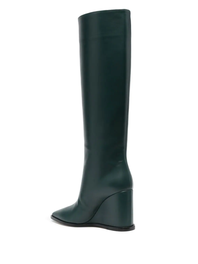 Shop Gianvito Rossi 100mm Knee-high Wedge Boots In Grün