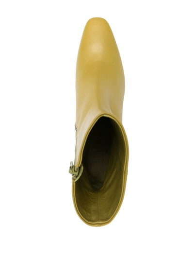 Mm6 Maison Margiela Olive Green 90mm Leather Ankle Boots In Grün