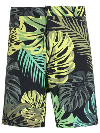 Shop Amir Slama Leaf-print Swim Shorts In Green