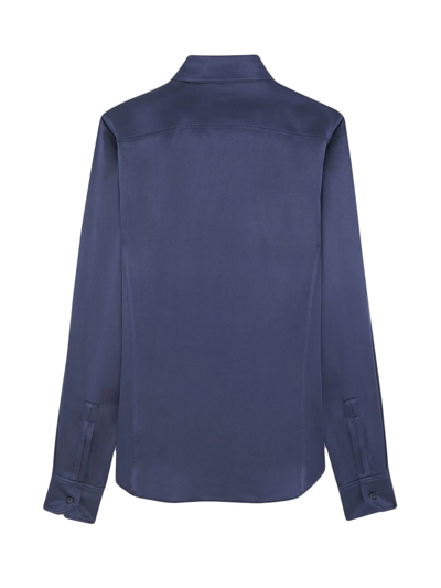 Shop Saint Laurent Buttoned-up Silk Shirt In Blau