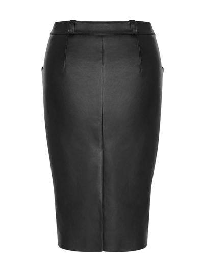 Shop Saint Laurent Panelled Leather Skirt In Schwarz