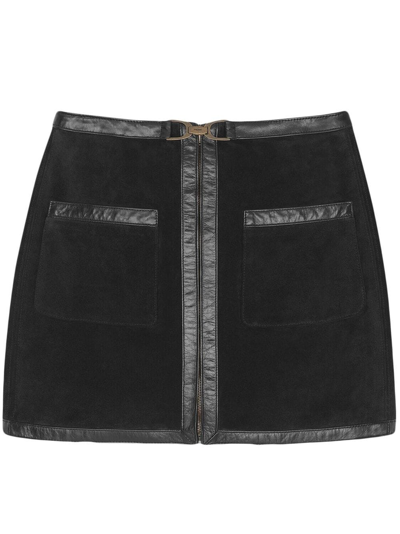 Shop Saint Laurent Horsebit-detail Mini Skirt In Schwarz