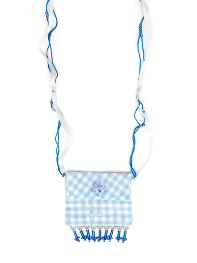 Shop Amir Slama Bead-embellished Pendant Necklace In Blue