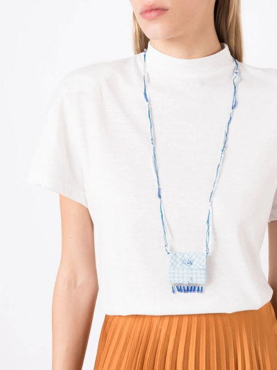 Shop Amir Slama Bead-embellished Pendant Necklace In Blue