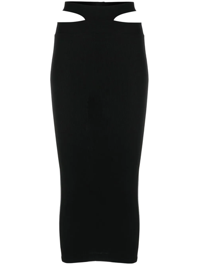 Shop Alix Nyc Cut-out Fitted Midi Skirt In Black