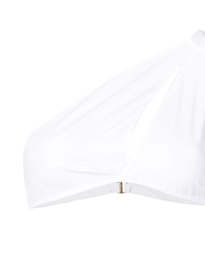 Shop Amir Slama One-shoulder Long-sleeve Bikini Set In White