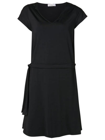 Shop Amir Slama Tied-waist Short Dress In Black