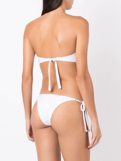 Shop Amir Slama Floral-embroidery Strapless Bikini Set In White