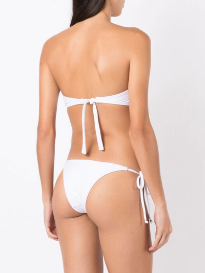 Amir Slama Floral-embroidery Strapless Bikini Set In White