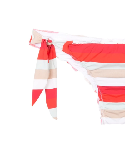 Amir Slama Frufru Striped Bandeau Bikini Set In Red