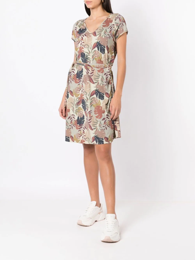 Amir Slama Floral-print Tied-waist Dress In Neutrals