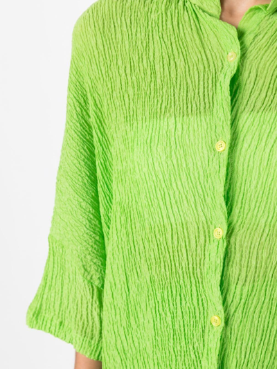 Shop Amir Slama Crinckled-finish Silk Shirt In Green