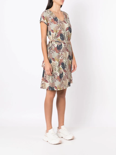 Amir Slama Floral-print Tied-waist Dress In Neutrals