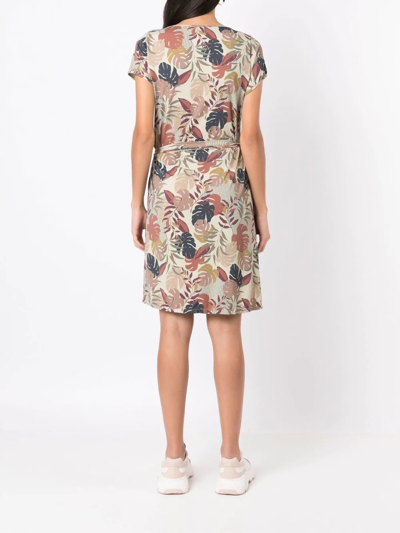 Amir Slama Floral-print Tied-waist Dress In Neutrals